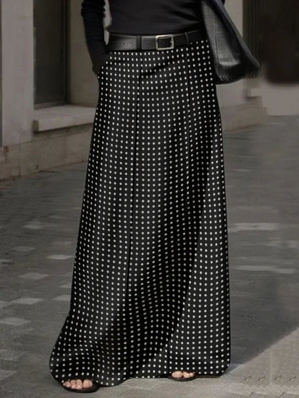 H-Line Loose Polka-Dot Split-Joint Skirts