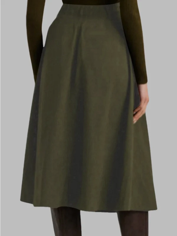 Loose No Belt Pockets Solid Color Skirts Bottoms