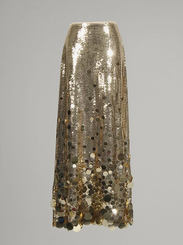 A-Line High Waisted Sequined Shiny Skirts Bottoms