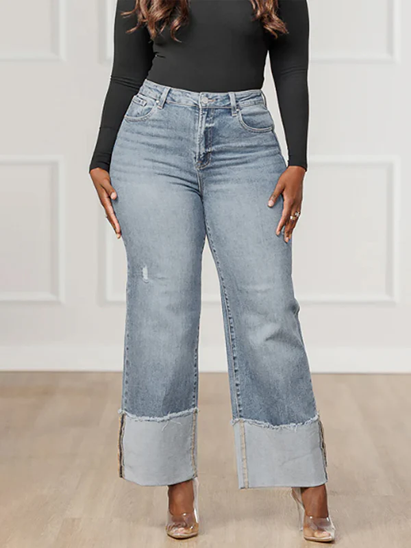 High Waisted Split-Joint Jean Pants Bottoms