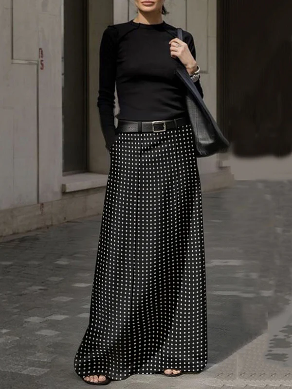 H-Line Loose Polka-Dot Split-Joint Skirts